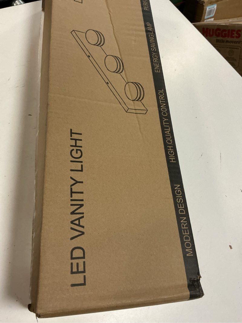Condition photo showing New/Like New for 3-light bathroom vanity light over mirror, (24inch dimmable) matte black led vanity lighting fixtures, modern bathroom wall light fixtures with 360°rotating lamp head (cool white 5500k) matte black-dimmable(2) 3-light,24inch