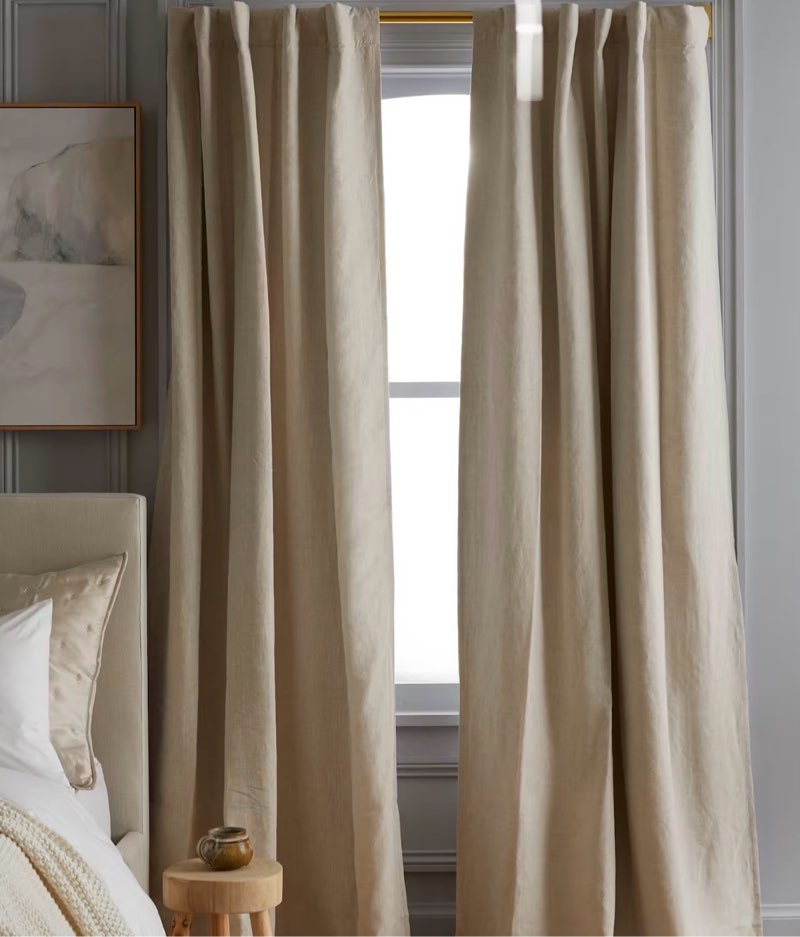 quince european linen curtain 48”x108” single panel flax