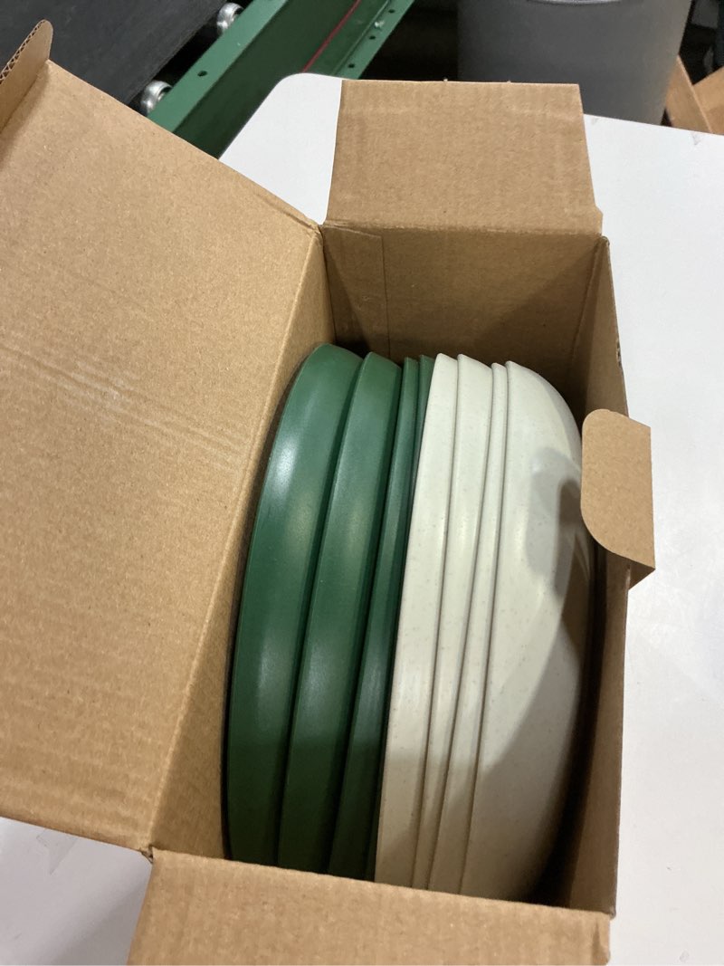 Condition photo showing Good Condition for Nook Theory 8-Pack Reusable Wheat Straw Plates Set - Non Toxic and Non Plastic Dinner Plates for Kids and Adults, Lightweight Unbreakable Plate, Microwave Safe and Dishwasher Safe (Moss 9")