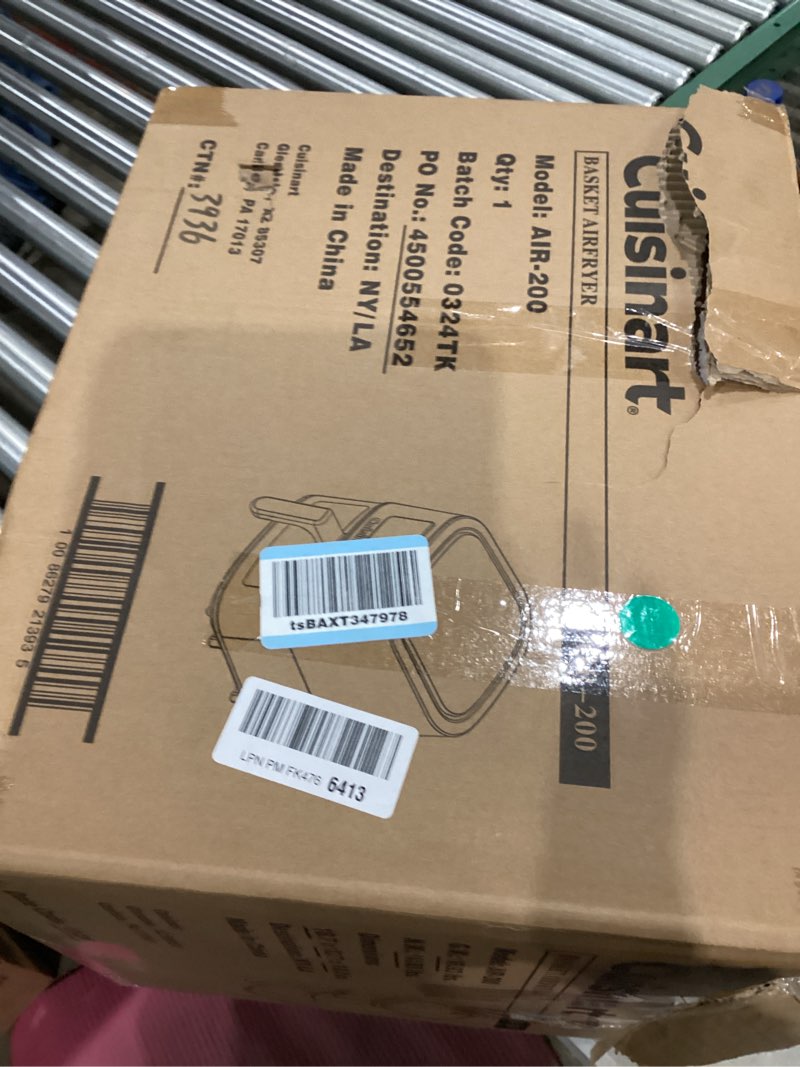 Condition photo showing As Is for Cuisinart Air Fryer, 6-Quart Basket Large Fryer with 5 Cooking Functions to Roast, Bake, Broil, Air Fry and Keep Warm, 5 Airfryer Presets, Dishwasher-Safe Parts, AIR-200NAS, Stainless Steel & Black 6 Qt. Window