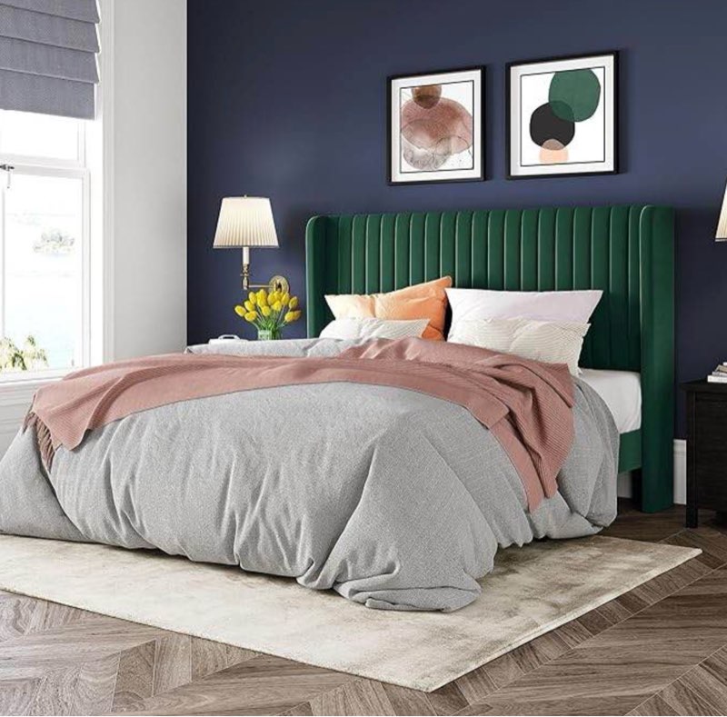  LE6017-1Q Allewie Queen Size Bed Frame/Velvet Upholstered Platform