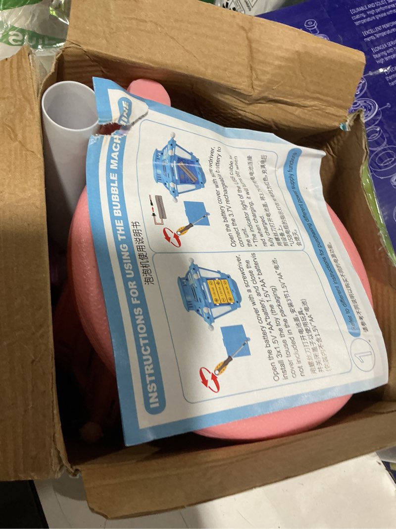 Condition photo showing Good Condition for street lamp bubble machine with light & music, rechargeable outdoor summer bubbles toys for kids & adults, bubble blower and wand toy, birthday christmas party gifts for toddlers teens pink