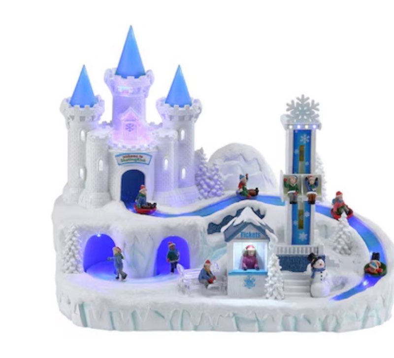 Carole Towne Ice Park Palace Animatronic Lighted Musical Village scene