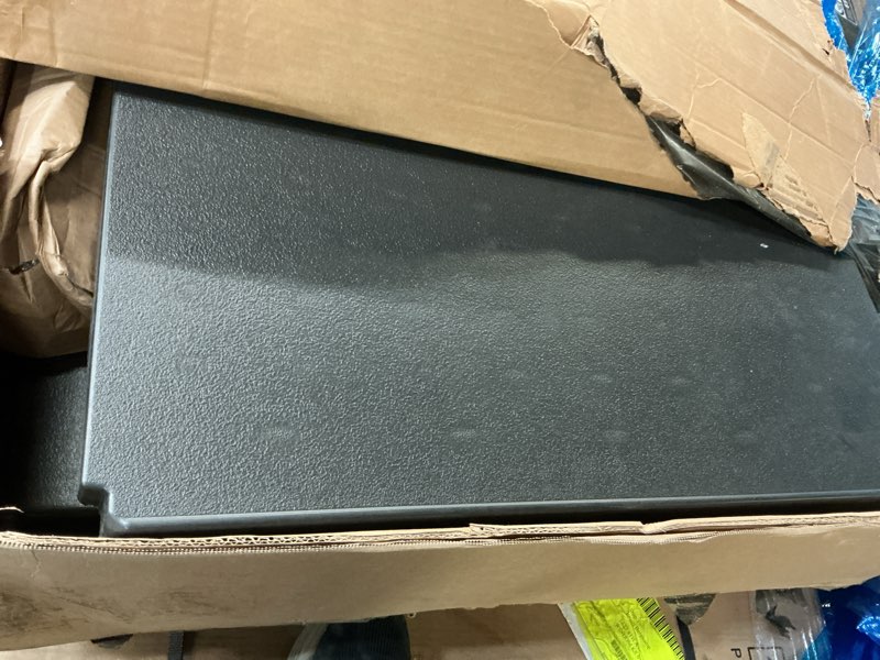 Condition photo showing As Is for Suncast 19 Cubic Ft. Heavy-Duty Resin Cabinet with Lockable Handles, Multi-Wall Construction, and Metal-Reinforced Shelves for Basement, Utility Room and Garage Storage, Black, Made in the USA