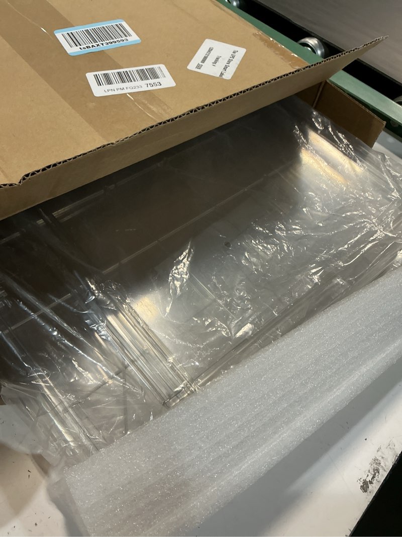 Condition photo showing Good Condition for bohoidee extra large 19.7"x14.6"x11.6" clear bread box for kitchen counter, acrylic pastry display case stackable storage container plastic bakery display case with magnetic door 2 tiers extra large
