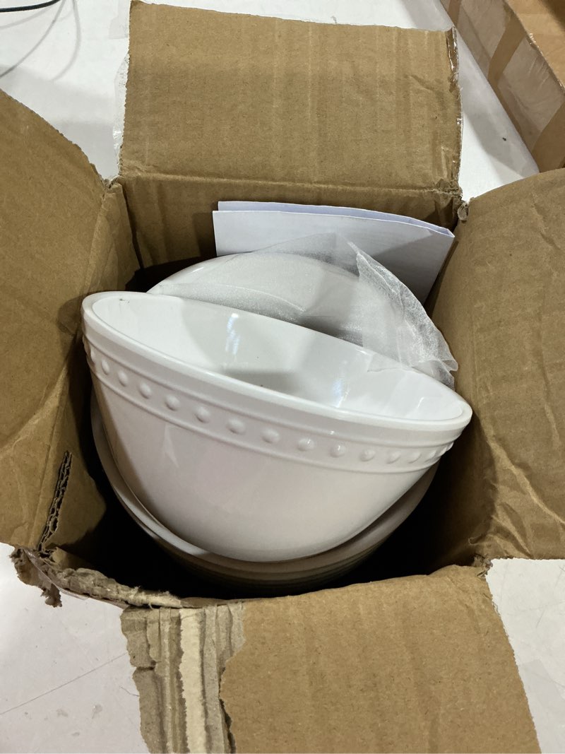 Condition photo showing Good Condition for 5.8in basic white beaded melamine plastic cereal bowl set, soup bowls set of 6, dishwasher safe, break-resistant, 23oz melamine bowls for daily use