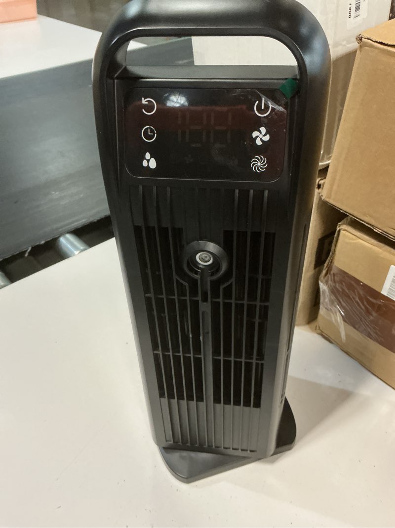 Condition photo showing As Is for portable air conditioner, 4 in 1 evaporative air cooler with remote control, 1200ml water tank, 120 oscillating, 4 speeds, 12h timer, mist spray tower fan for home office, black midnight black