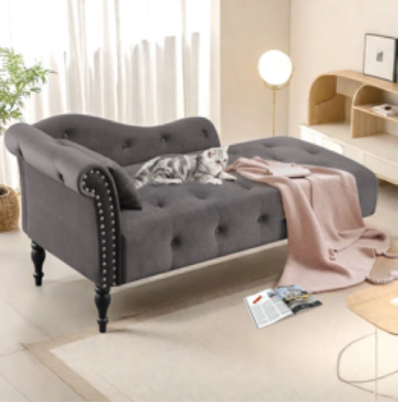  Velvet Chaise Lounge with 1 Pillow