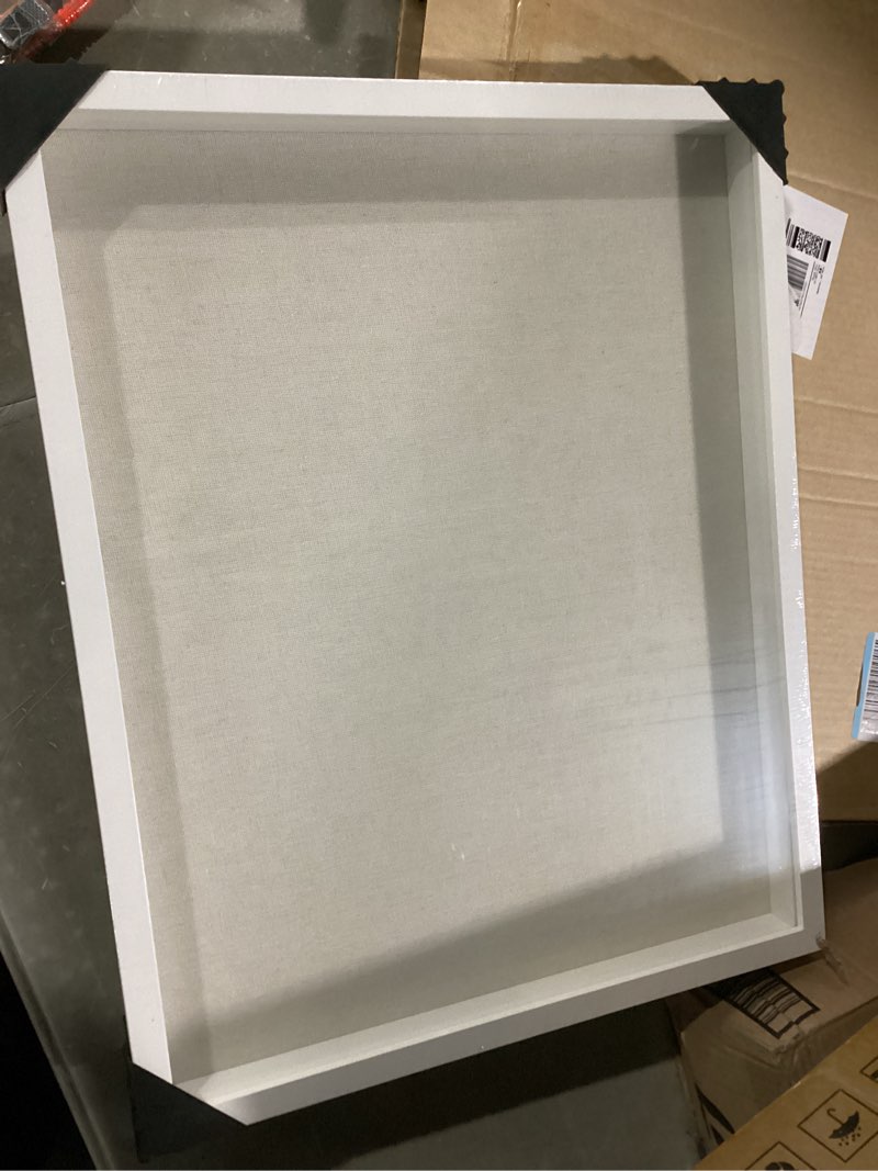 Condition photo showing Good Condition for califortree 8x8 shadow box frame with soft linen back - metal push pins included, memory box display case for memorabilia flower awards medals wedding photos, white white - foam back 8x8