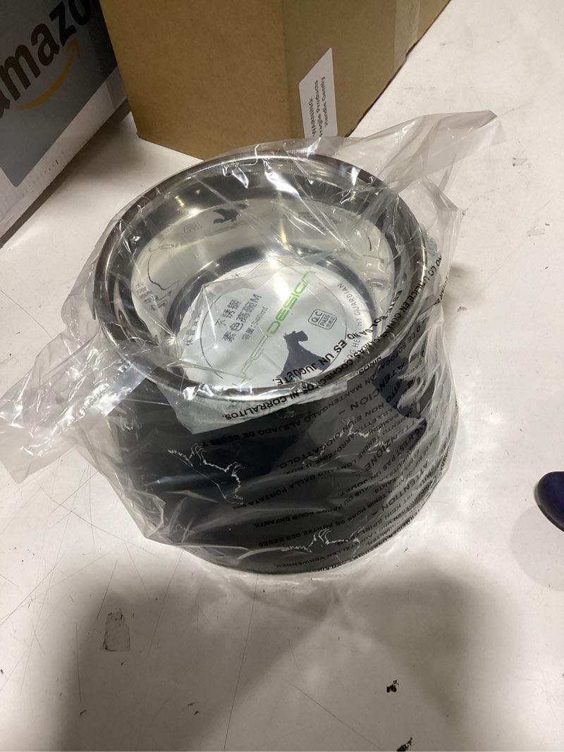 Condition photo showing New/Like New for elevated dog bowls with stainless steel bowl, prevention of vertebrae disease dog food bowl, non-slip and high capacity pet bowls m/2 cup black black m/2 cups