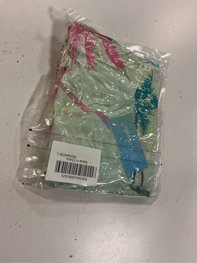 Condition photo showing New/Like New for cozople mens swim trunks with compression liner tropical coconut tree swim shorts quick dry swimming trunks beach shorts workout athletic shorts compression lining (size l )