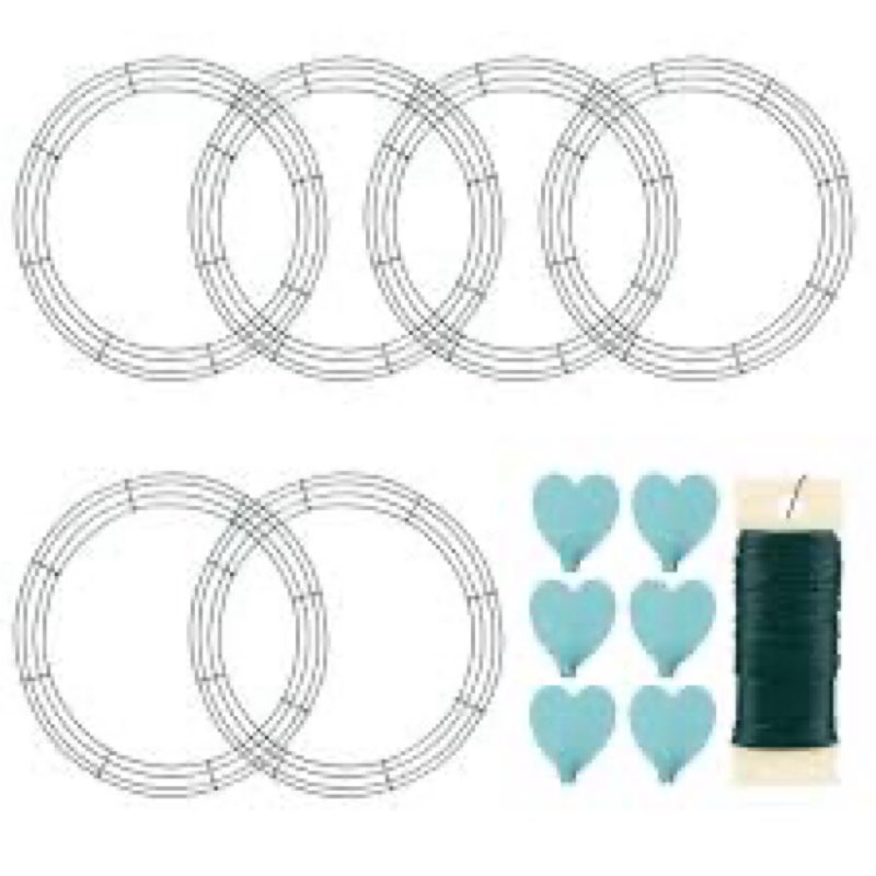 6 Pack Wire Wreath Frame 16 Inches Metal Frame Wreath Form Hoop Craft Ring with 6 Pcs Adhesive Hooks