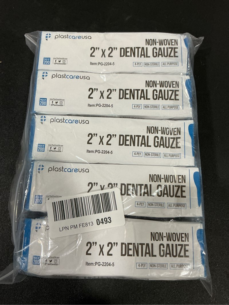 Condition photo showing Good Condition for 1000 Count 2x2 Gauze Pads - Soft 4-Ply Non Woven Sponges - Non Sterile Dental & Esthetic Wipes - All Purpose Medical Gauze Squares for First Aid, Surgical, Wound Dressing (5 Packs of 200) 200 Count (Pack of 5)