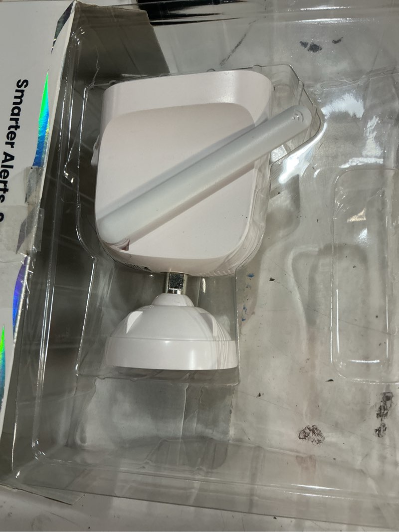 Condition photo showing As Is for feit electric smart outdoor wireless security camera, 2k hd video, battery powered or solar-ready, advance motion detection, 2.4ghz wi-fi, 30ft. night vision, 2-way audio with micro sd card storage white battery powered