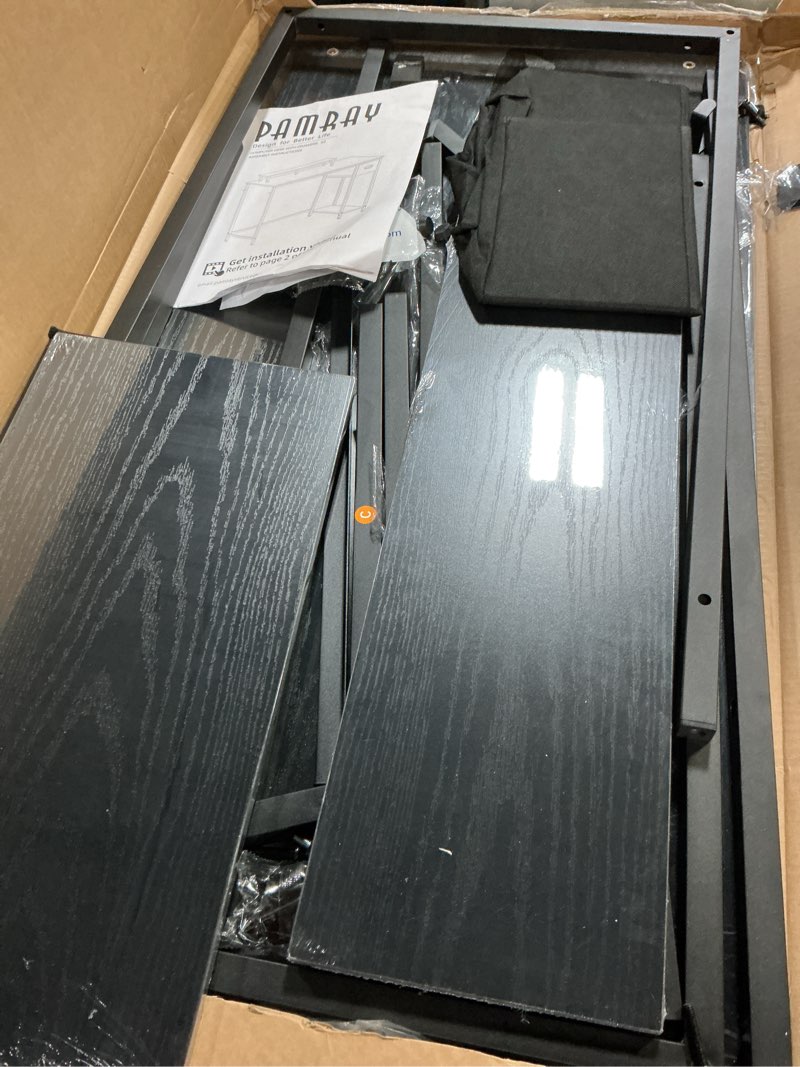 Condition photo showing Good Condition for pamray 39 inch computer desk with monitor stand small home office desks with non-woven storage drawer for bedroom study table writing and work desk black black 39 inch