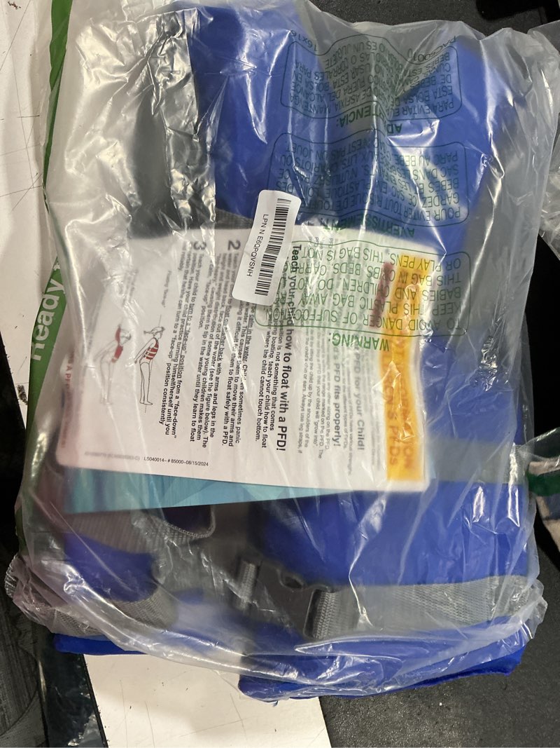 Condition photo showing Good Condition for stearns kids life vest, uscg approved type iii life jacket for children under 90lbs, youth pfd for boating, swimming, watersports, pool, beach, & more blue 50-90lbs