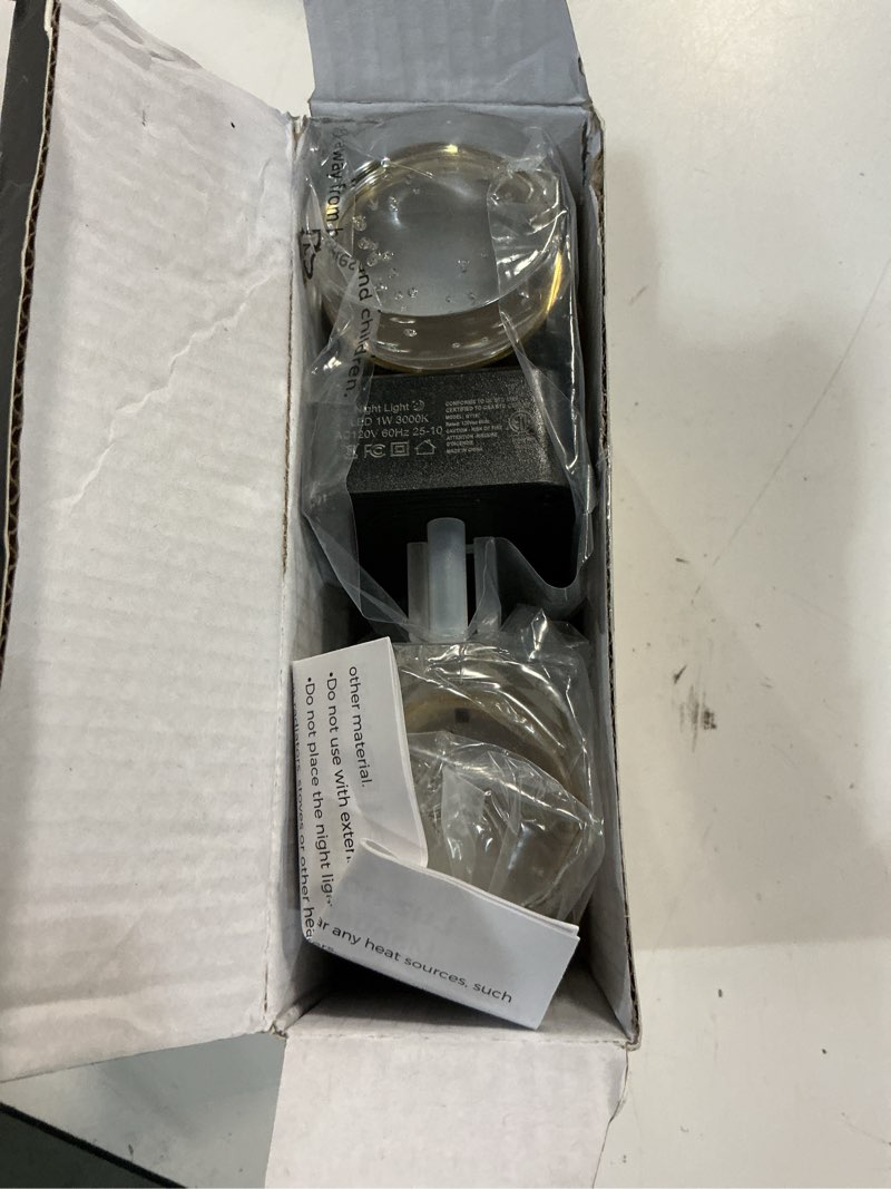 Condition photo showing Good Condition for L LOHAS LED Night Light,Dimmable Night Lights Plug into Wall, 2 Pack Acrylic Nightlight with 0-100 LM Adjustable Brightness, 3000K Plug in Night Light with Dusk to Dawn Sensor, for Bathroom Hallway Gold Ring-3000K 2 Pack