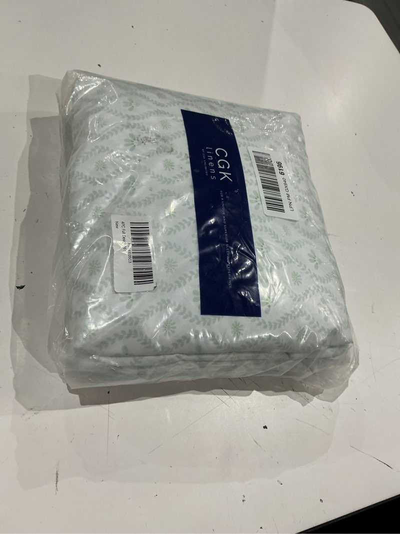 Condition photo showing Good Condition for floral sheets - damask floral bed sheet set - 1 flat & 1 fitted & 2 pillowcases w/ deep pockets - comfy, wrinkle & fade free boho botanical bedding - ultra-soft, breathable and cooling - full size 26 - grey damask full