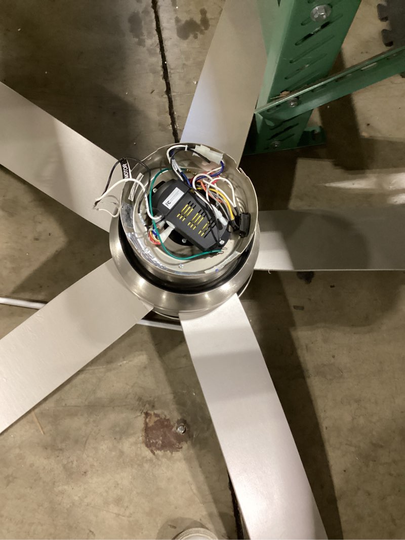 Condition photo showing Good Condition for harbor breeze calverton easy install 52-in brushed nickel with light brown woodgrain/gray blades color-changing indoor flush mount ceiling fan with light and remote (5-blade)