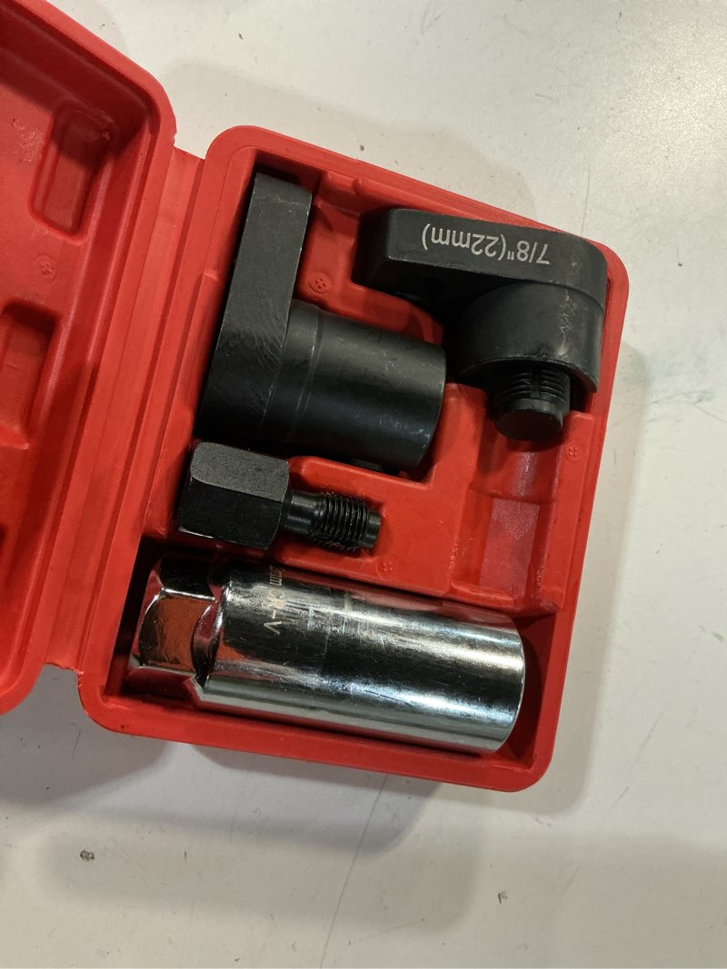 Condition photo showing Good Condition for 5-piece forged o2 oxygen sensor socket & thread chaser set – automotive tool for sensor removal