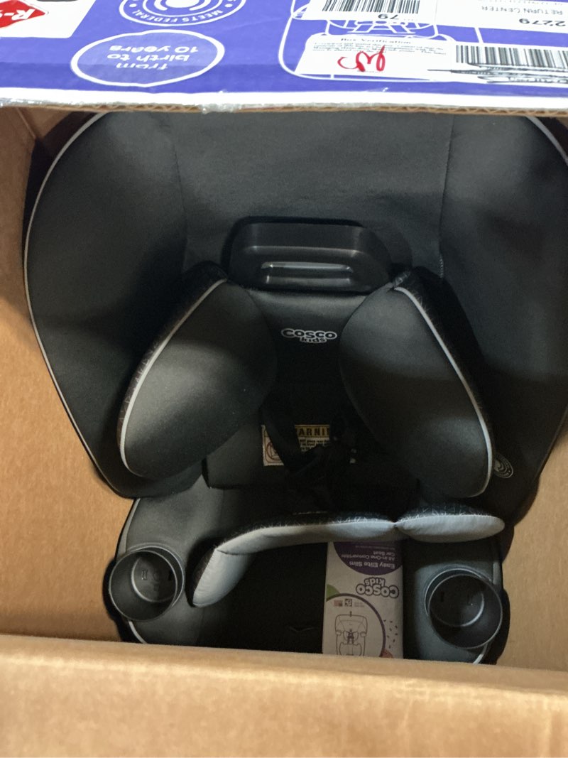 Condition photo showing As Is for cosco kids easy elite slim all-in-one convertible car seat, grey glphys, unisex