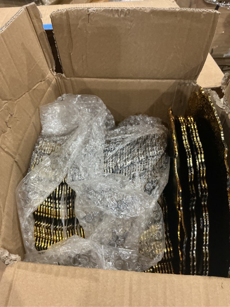 Condition photo showing Good Condition for gold loaded plates, 60 13-inch plastic dinner plates, round plastic plates with coral reef pattern for parties and weddings (60pieces gold)