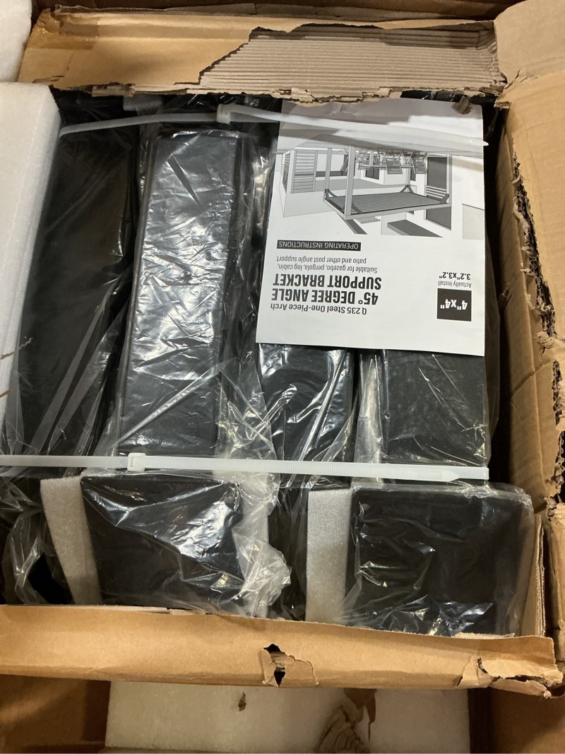 Condition photo showing Good Condition for heavy duty integrated arc 4''x4''(actual tube dia: 3.2''x 3.2'') 45 degree angle support pergola brackets q235-steel 8pack 3.5"-fixed angle 8