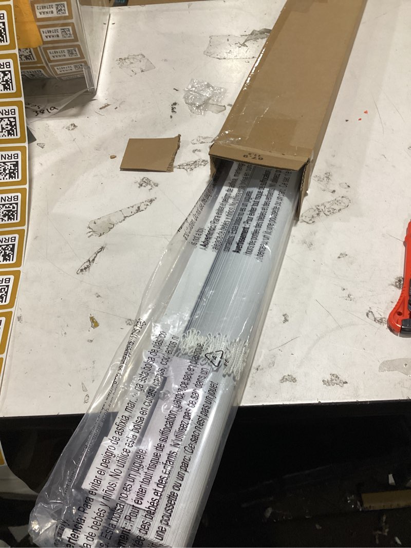 Condition photo showing As Is for unishades no drill blinds for windows 1" aluminum cordless mini blinds l-shaped slat 100% privacy, for window size 27" w × 64" h - white white 27" w × 64" h