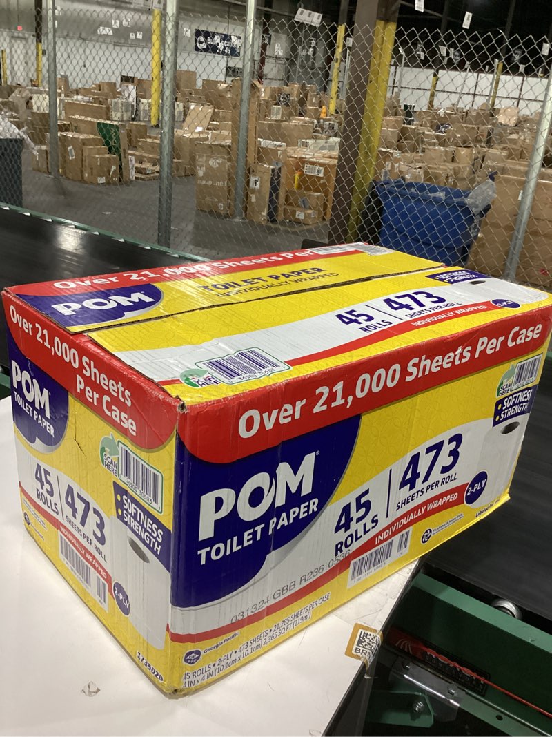 Condition photo showing Good Condition for pom pom embossed 2-ply toilet paper, white, 45 rolls, 473 sheets