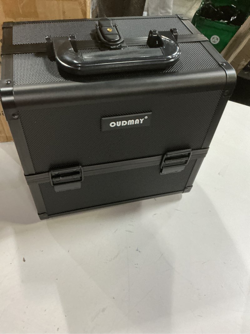 Condition photo showing New/Like New for Makeup Case - Professional Portable Aluminum Cosmetics Storage Box With Locks and 2-Deck Folding Trays Black Diamond
