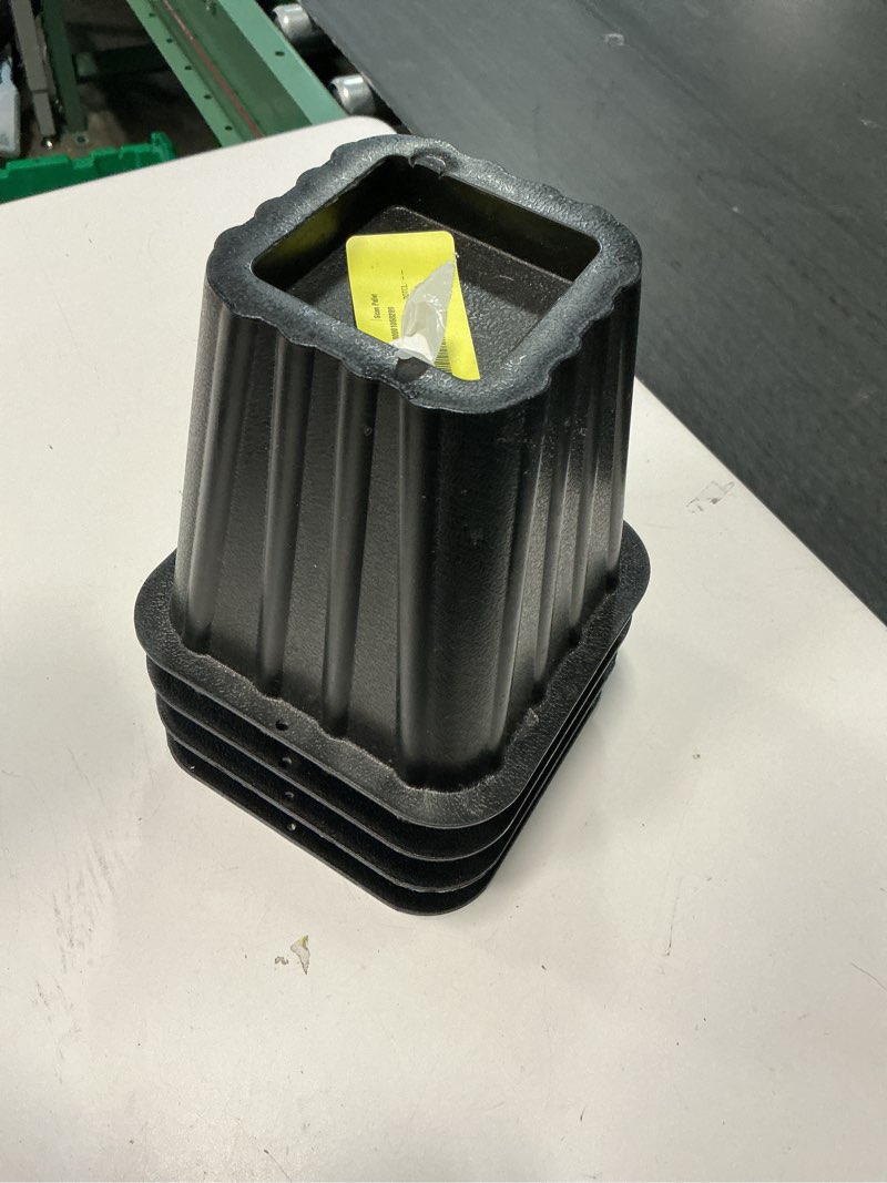 Condition photo showing Good Condition for (3 pack) mainstays black plastic bed risers to raise your bed for storage, 4 pack, 6.50 in x 6.50 in x 6 in