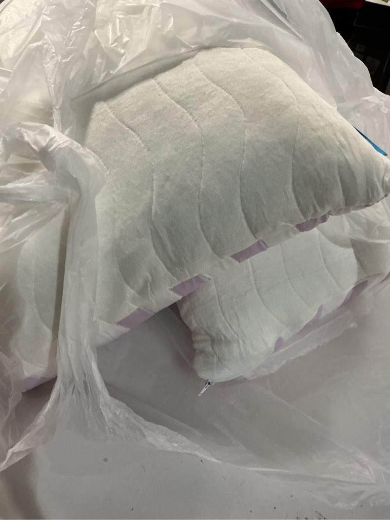Condition photo showing As Is for Auranta Pillows Queen Size Set of 2 - Cooling Shredded Memory Foam Bed Pillows for Sleeping, Adjustable Loft for Side, Back, and Stomach Sleepers, Medium Firm Support with Washable Cover, Mauve Queen (U.S. Standard) Mauve 2