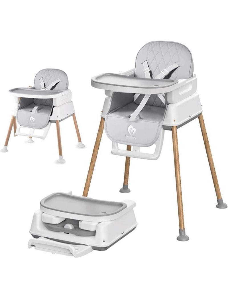 3 in 1 baby high chair, bellababy adjustable convertible chairs for babies and toddlers, compact/lig