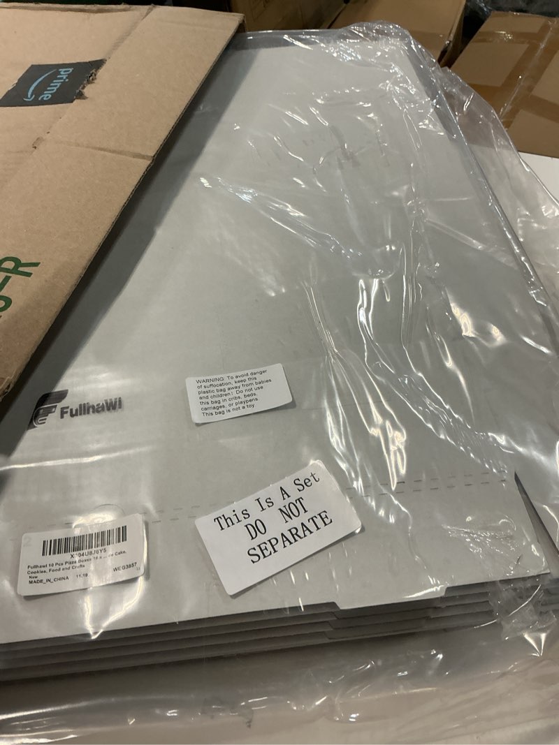 Condition photo showing New/Like New for 10 Pcs Pizza Boxes 16 x 16 Inches Corrugated Pizza Box, Grease Resistant Kraft Takeout Containers Packing Boxes for Homemade Cake, Cookies, Food and Crafts(White) 16 x 16 Inches White