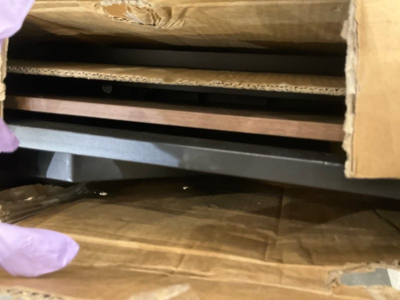 Condition photo showing As Is for Queen Over Queen Bunk Bed with Storage Shelves, Metal Bunk Beds with Ladders and LED Lights, Heavy-D