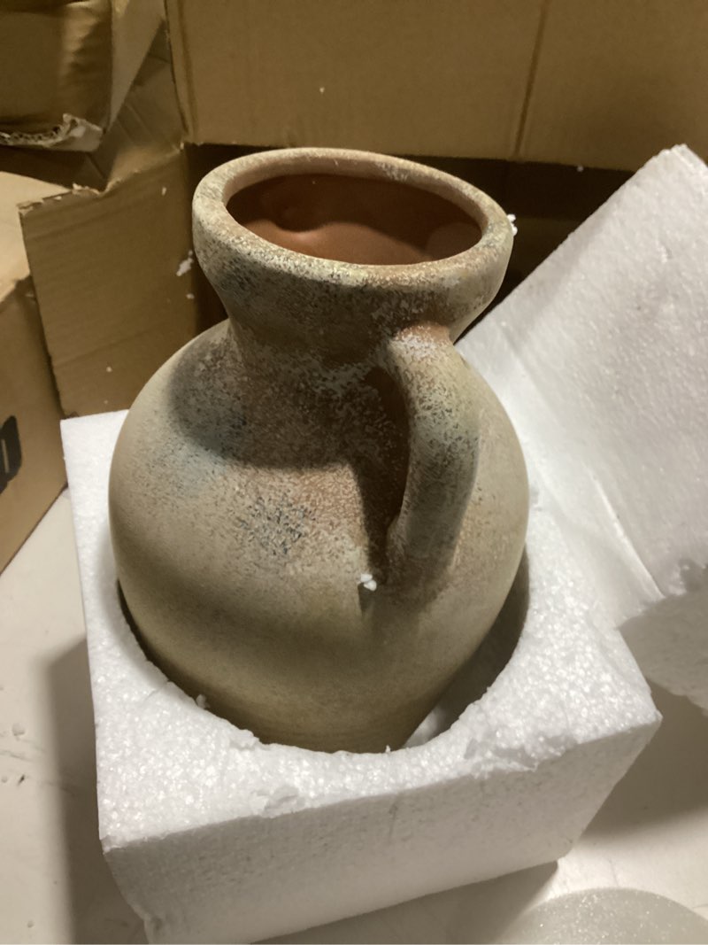 Condition photo showing Good Condition for ceramic vase with handles 11 inch tall rustic vases brown terracotta vase,vintage decorative farmhouse pottery vase wabi sabi for home decor,living room,dining room,fireplace mantel,entryway,shelf 11‘’