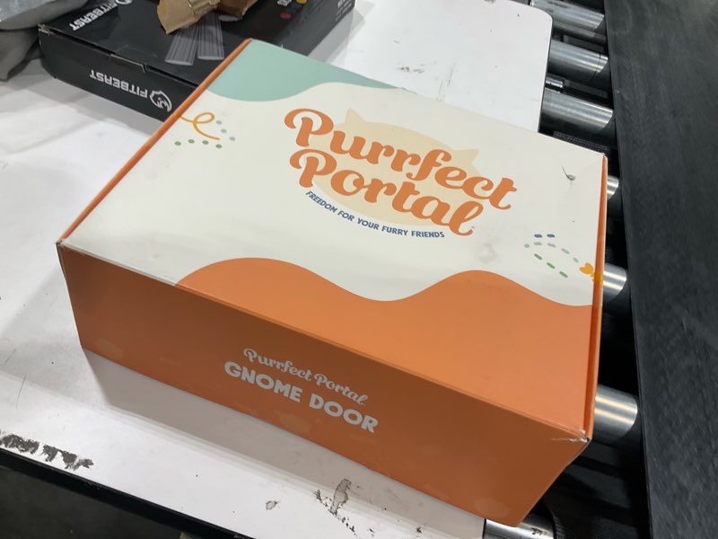 Condition photo showing As Is for Gnome® Door Cat Door for Interior Doors - Stylish & Functional with No Flap, Lockable, and Easy Installation, Spacious Large Kitty Door for Cats Up to 20 lbs, Private and Comfortable Pet Door White