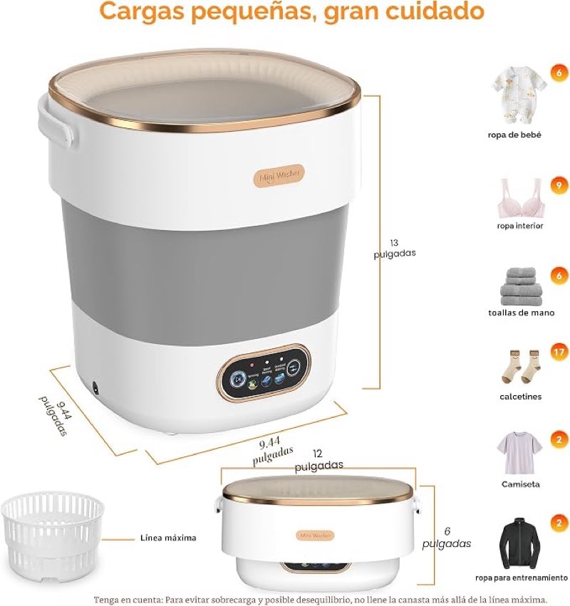 portable washing machine, mini washer and dryer with foldable hanger, large 16l capacity, small compact laundry machine for underwear, baby clothes, for apartments, dorms, rvs | 3 modes with deep cleaning. compact for apartments, dorms, homes, rvs, and travel. for small clothes and delicates. white.