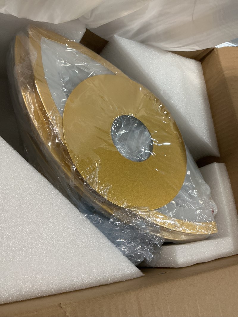 Condition photo showing As Is for 35" Ceiling Fans with Lights, Modern Ceiling Fans with Lights and Remote, Dimmable Bladeless Ceiling Fans with Light, Gold Ceiling Fan with light 6 Speed Reversible Timing for Bedroom