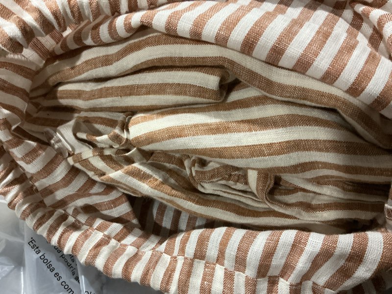 Condition photo showing Good Condition for european linen stripe duvet cover, king/calking, latte