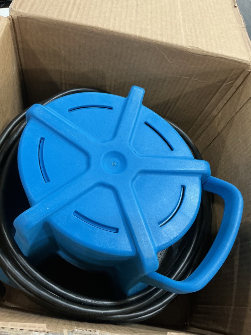 Condition photo showing As Is for little giant apcp-1700 115-volt, 1/3 hp, 1745 gph, automatic, submersible, swimming pool cover pump with 25-ft. cord, light blue, 577301