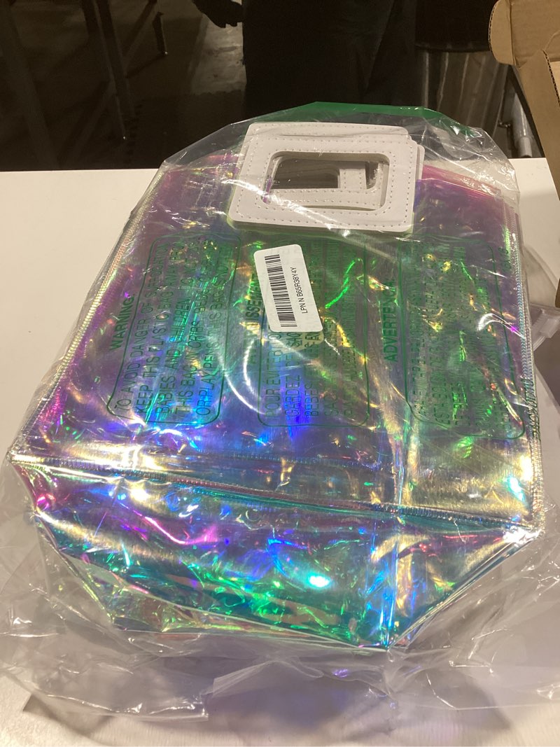 Condition photo showing New/Like New for vuojur 10pcs holographic small gift bag 8.3x8x4'' clear reusable birthday gift bag for women girls iridescent bachelorette wedding christmas with handle s-8.3x8x4''-iridescent 1 count (pack of 10)