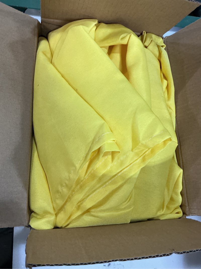 Condition photo showing Good Condition for Yellow Fitted Table Covers for 6 Foot Tables - 72 x 30 Inch - 2 Pack Rectangle Table Clothes Polyester Fabric Table Cover for Folding Table, Parties, Birthday, Vendor Stand, Trade Show