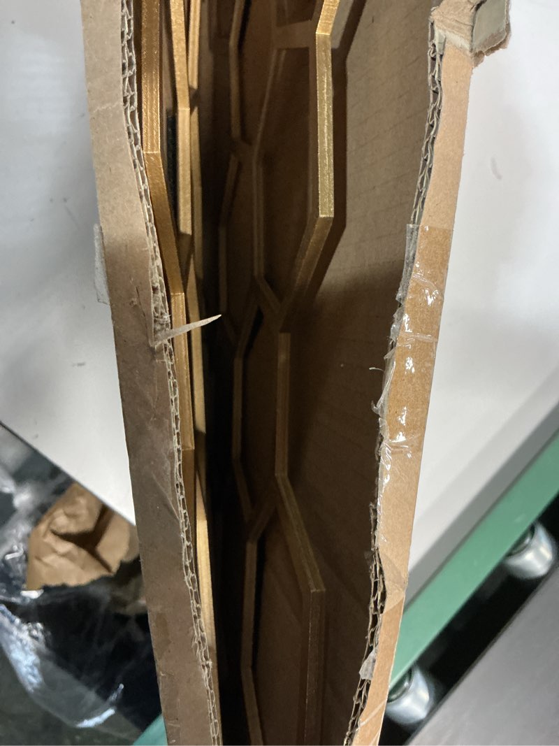 Condition photo showing New/Like New for Silipull 2 Pcs 22 x 12 Inch Large Wood Honeycomb Decoration Honeycomb Wall Decor Wood Hexagon Decor Bee Wall Hanging Decoration for Living Room Garden Bedroom Office Home Party (Gold Color)