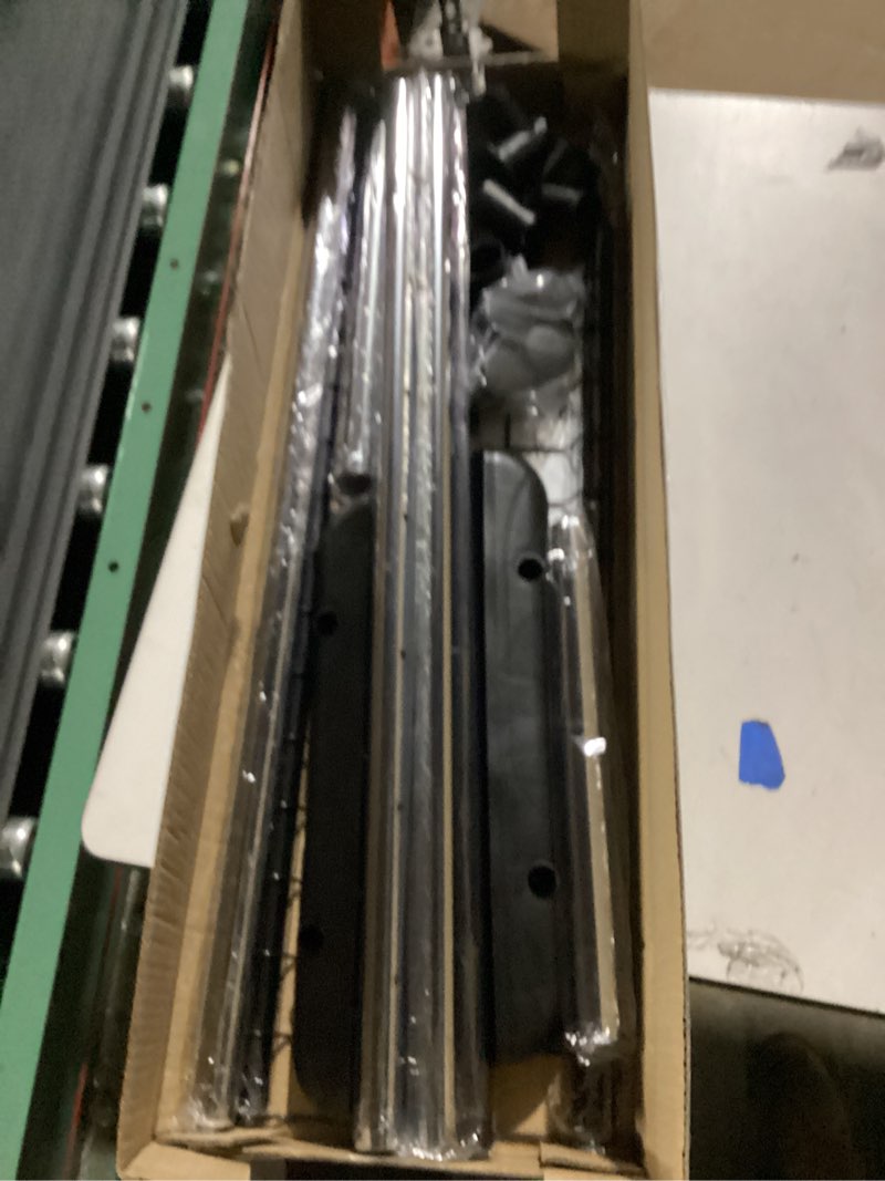 Condition photo showing New/Like New for LiaMeE Adjustable Clothing Rack for Hanging Clothes, Heavy Duty Garment Rack with Wheels?Free Standing Rolling Clothes Rack with Shelf & Grid, Easy Assembly Standard Rod, Black & Chrome