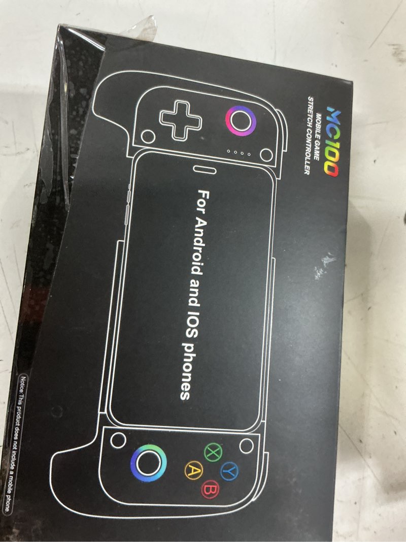Condition photo showing New/Like New for mocagen mc1 phone controller for iphone/android support phone case, hall effect joysticks, wireless mobile gaming controller with 8-color rgb lighting, turbo, triggers, keylinker app pure white