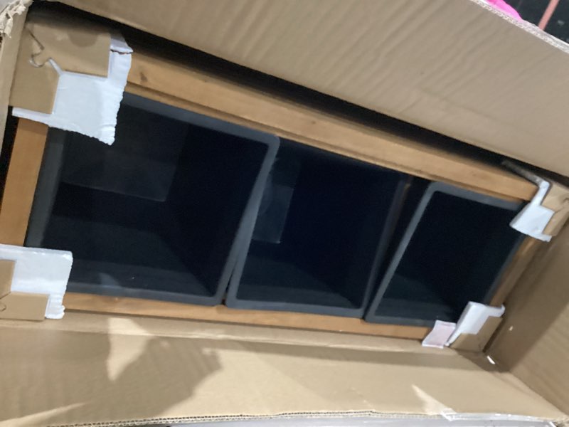 Condition photo showing Good Condition for modern indoor/outdoor 31.89 in. golden teak acacia wood raised planter box