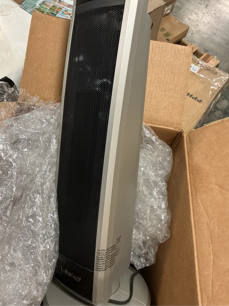 Condition photo showing Good Condition for Lasko Oscillating Digital Ceramic Tower Heater for Large Rooms, with Adjustable Thermostat, Timer and Remote Control, 29 Inches, 1500W, Black, 5586 Black 5586 Tower Heater space heater