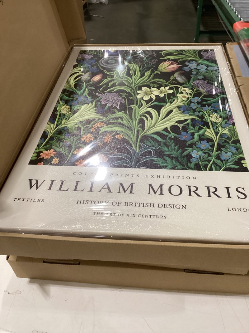 Condition photo showing New/Like New for Similar to stock photo FWAHREN William Morris Framed Canvas Wall Art Set of 3, Cotton Prints Exhibition, Floral Pattern Pictures Artwork, Large Paintings Wall Decor for Living Room Bedroom Bathroom Office, 12x16in William Morris Cotton Prints Exhibition Framed 16\"L x 12\"W