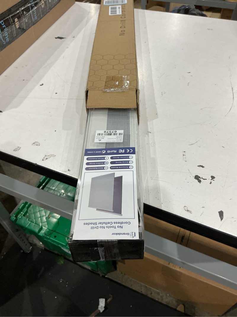 Condition photo showing Good Condition for grandekor no tools no drill cordless cellular shades,36" w x 64" h,blackout honeycomb blinds for indoor windows,uv protection privacy no drill blinds for home,door,white white-white(blackout) 36"w x 64"h